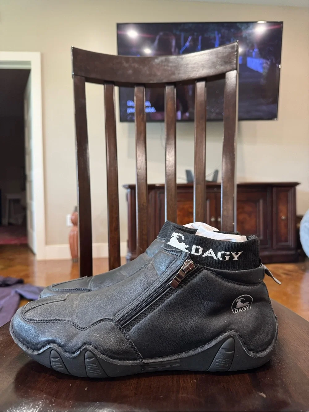 DAGY Men's Black Slip-On Casual Shoe with Side Zipper
